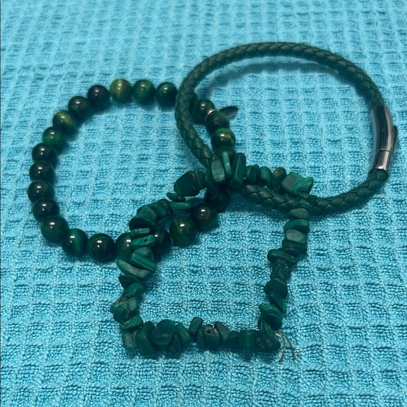 bracelets Other - Green Beaded Bracelet Set for Men